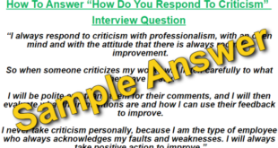 How Do You Respond To Criticism